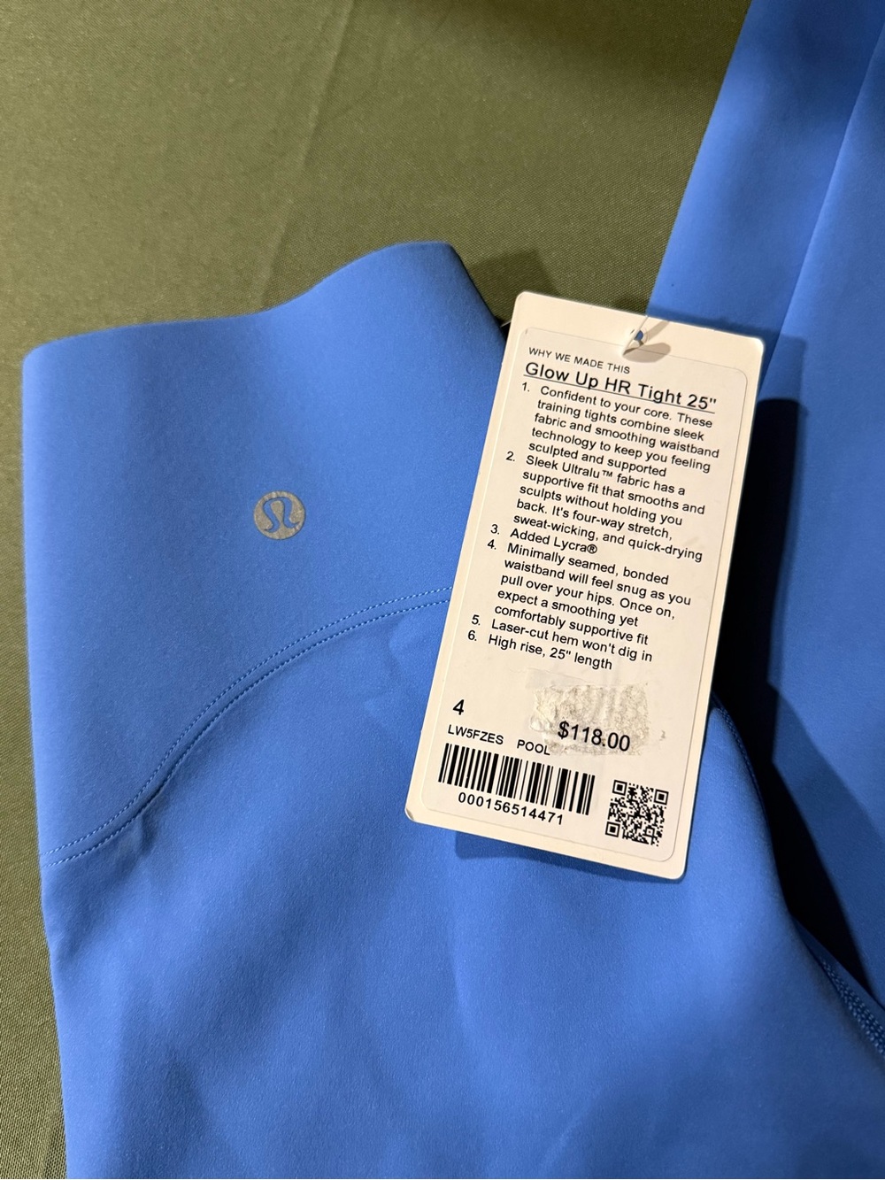 lululemon athletica Glow Up HR Tight 25" in Pool Blue